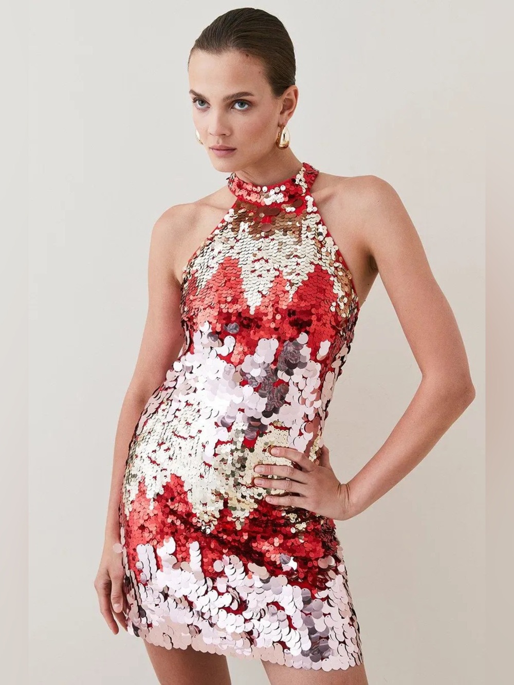 Karen Millen Red Sequin Mini Dress